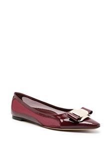 Ferragamo Vara-bow leather ballerina shoes - Rood
