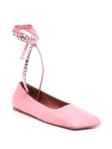 Amina Muaddi Ane leather ballerina shoes - Roze