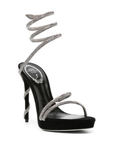René Caovilla Margot Crystal 120mm leather sandals - Zwart