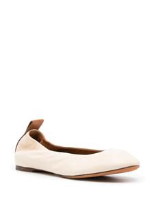Lanvin round-toe leather ballerina shoes - Beige