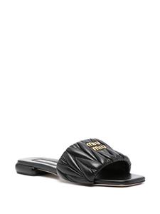 Miu Miu matelassé leather sandals - Zwart