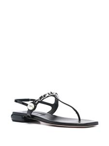 Miu Miu pearl-detail flat sandal - Zwart