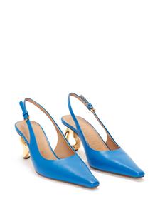 JW Anderson Chain-heel slingback leather sandals - Blauw
