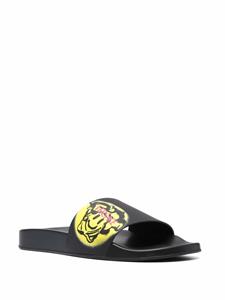 Versace Slippers met logoprint - Zwart