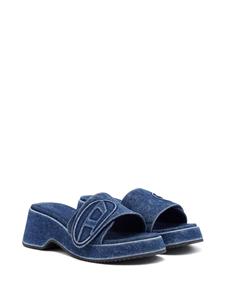 Diesel Slippers met logo-reliëf - Blauw
