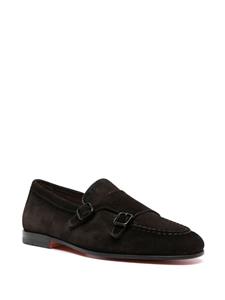 Santoni double-buckle leather loafers - Bruin