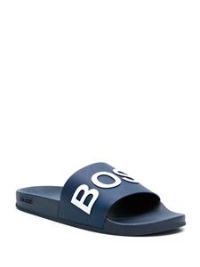 BOSS Bay slippers met logoprint - Blauw
