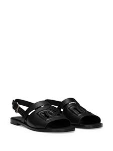 Dolce & Gabbana Leren slippers - Zwart