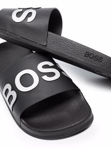 BOSS Slippers met logoprint - Zwart