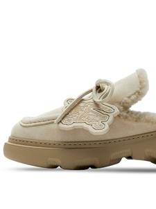 Burberry logo-charm suede mules - Beige