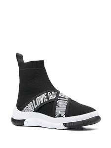 Love Moschino Soksneakers met logoband - Zwart