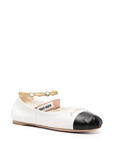 Miu Miu bow-detail leather ballerina shoes - Wit