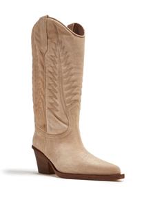 Paris Texas 70mm embroidered-motif suede boots - Beige