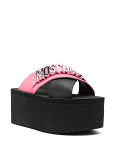 Moschino 80mm logo-lettering wedge sandals - Roze
