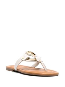 See by Chloé Hana leather T-bar sandals - Beige