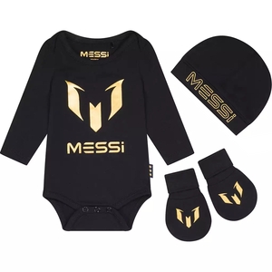 Messi-collectie Babysetje Messi met mutsje en slofjes (black)