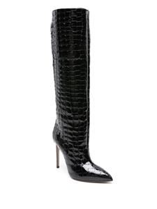 Paris Texas 115mm crocodile-embossed leather boots - Zwart