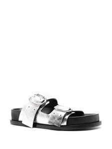 Jil Sander double-buckle leather sandals - Zilver