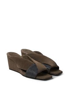 Brunello Cucinelli wedge-heel suede sandals - Bruin