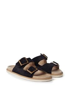 Brunello Cucinelli buckle-fastened suede sandals - Zwart