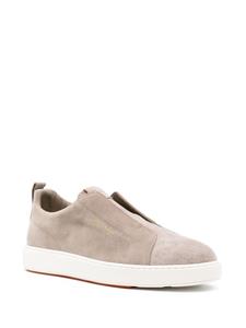 Santoni logo-print suede slip-on sneakers - Grijs