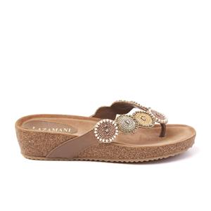 Lazamani Slippers Dames 75.455 Beige Beige Leer