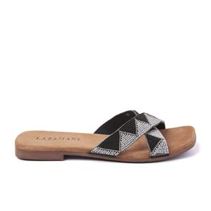 Lazamani Slippers Dames 75.818 Black Zwart Leer