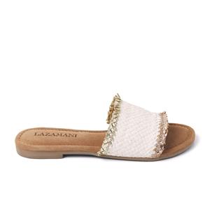 Lazamani Slippers Dames 33.486 Off-White Wit Leer