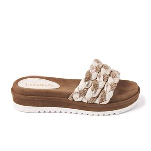 Lazamani Slippers Dames 75.302 Off-White Wit Leer