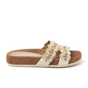 Lazamani Slippers Dames 75.391 Beige Beige Leer