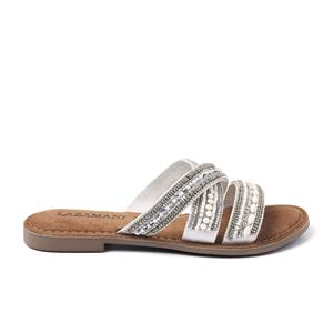 Lazamani Slippers Dames 75.474 White Wit Leer