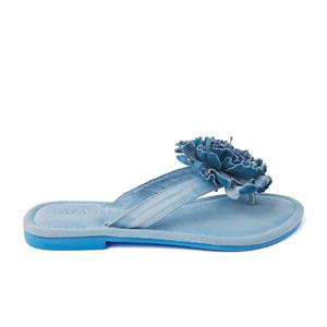 Lazamani Slippers Dames 33.517 Sky Blue Blauw Leer