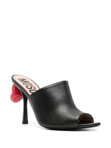 Moschino 100mm leren pumps met hartdetail - Zwart