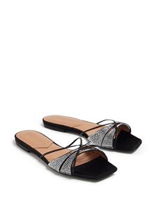 D'ACCORI embellished flat leather sandals - Zwart