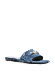 Versace Medusa-plaque Barocco-denim slides - Blauw