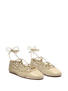 Alexandre Birman Ballerina Tresse woven leather lace-up ballerina shoes - Beige
