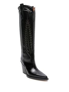 Paris Texas panelled leather knee-high boots - Zwart