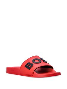 BOSS Slippers met logo-applicatie - Rood