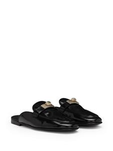 Dolce & Gabbana logo-plaque leather slippers - Zwart