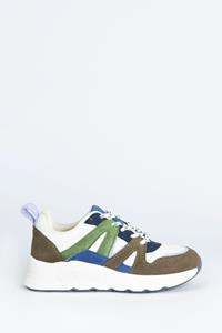 Sissy-Boy Donkergroene Sneakers Met Blauwe Details