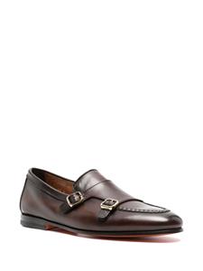 Santoni buckle-fastening leather monk shoes - Bruin