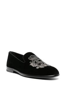 Dolce & Gabbana Coat of Arms-embroidered slippers - Zwart