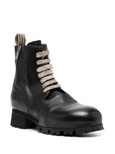 Ziggy Chen contrast-laces leather boots - Zwart