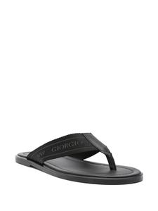 Giorgio Armani logo-strap leather flip flops - Zwart