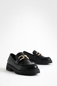 Boohoo Loafers Met Dikke Zool En Vierkante Zoom, Black