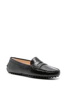 Tod's crinkled-leather penny loafers - Zwart