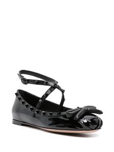 Valentino Garavani Rockstud patent leather ballerina shoes - Zwart