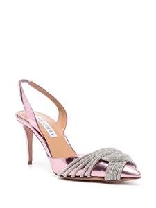 Aquazzura Gatsby Sling 75mm leather pumps - Roze