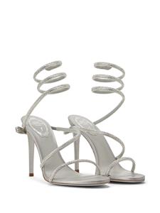 René Caovilla crystal-embellished wraparound sandals - Zilver