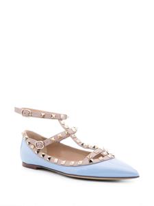 Valentino Garavani Rockstud leather ballerina shoes - Blauw